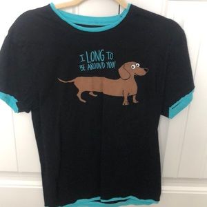 Black and teal wiener dog shirt